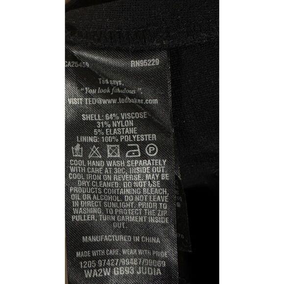 TED BAKER Judia Peplum Ruffle Bodycon Sheath Mini Dress Cocktail Black Size 1 SM - Picture 9 of 10